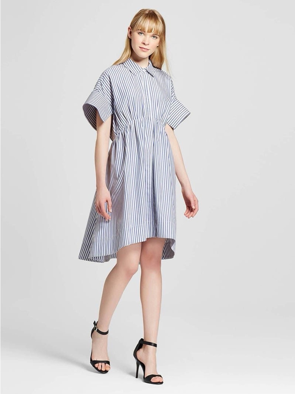 Victoria Beckham for Target, Blue Stripe Poplin Gathered Waist Dress - EUC - Picture 3 of 6